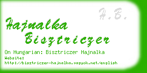 hajnalka bisztriczer business card